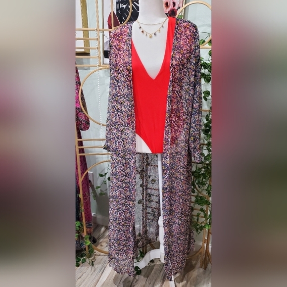 Sheer Long Sleeve Kimono - Picture 1 of 6